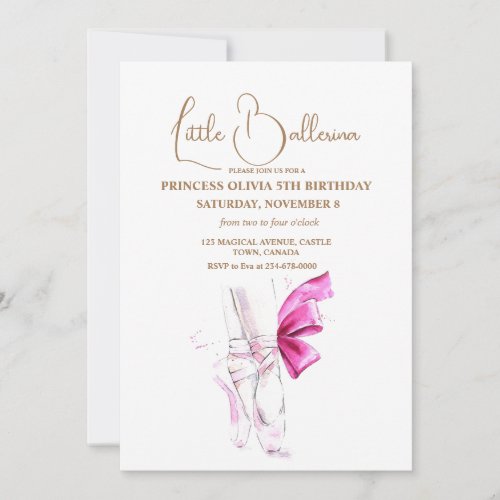 Modern Minimalist Ballerina Birthday Party  Invitation