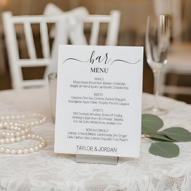 Modern Minimalist Bar Menu Elegant Pedestal Sign (Creator Uploaded)