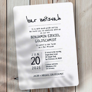 Modern + Minimalist Bar Mitzvah Invitation