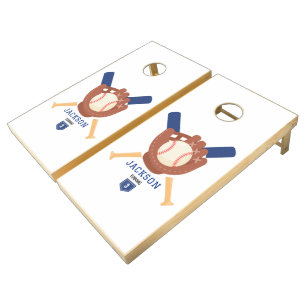 Modern Minimalist Baseball Batter Up Cornhole Set
