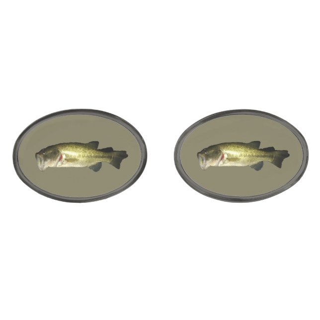 Modern Minimalist Bass Fish  Cufflinks (Front)