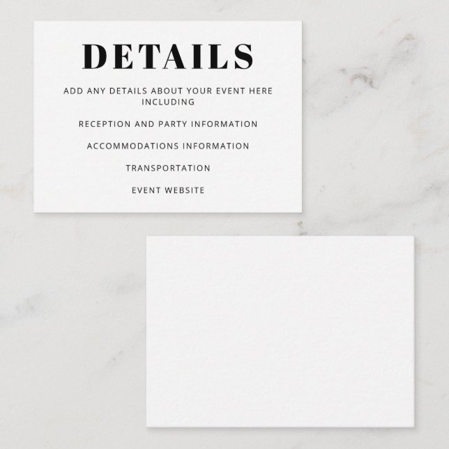 Modern Minimalist Bat Mitzvah Basic White  Enclosure Card (Front/Back)