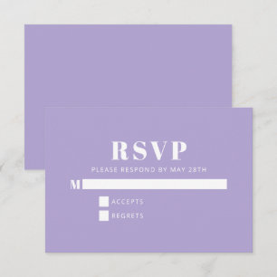 Modern Minimalist Bat Mitzvah Lavender Purple  RSVP Card