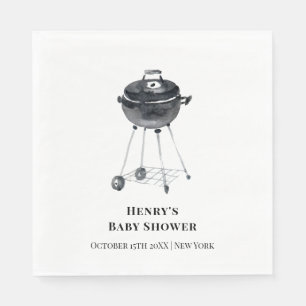 Modern Minimalist BBQ Grill Baby Shower Napkins