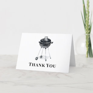 Modern Minimalist BBQ Grill Baby Shower Thank You Card