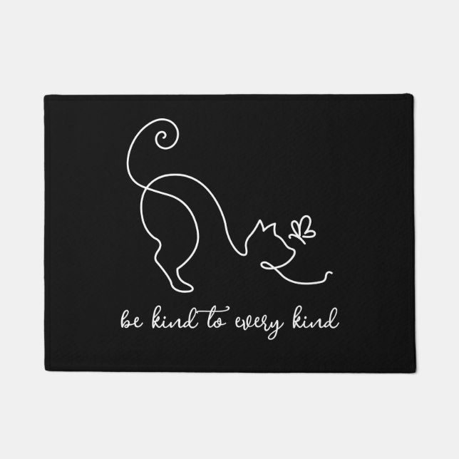 Modern Minimalist Be Kind To Every Kind Cat Doormat (Front)