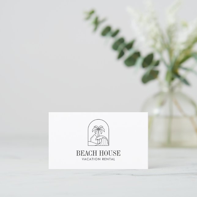 MODERN MINIMALIST beach house bnb vacation rental  Business Card (Standing Front)