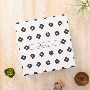 Modern Minimalist Beige and Brown Vintage Pattern 3 Ring Binder