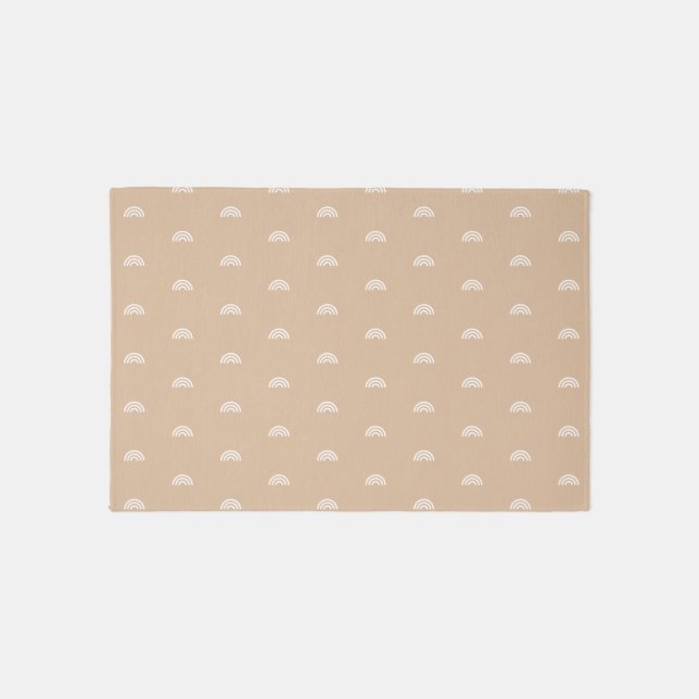 Modern Minimalist Beige Boho Rainbow Rug (Front)