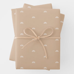 Modern Minimalist Beige Boho Rainbow Wrapping Paper Sheets