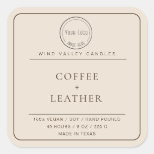 Modern minimalist beige brown logo candle label