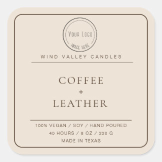 Modern minimalist beige brown logo candle label