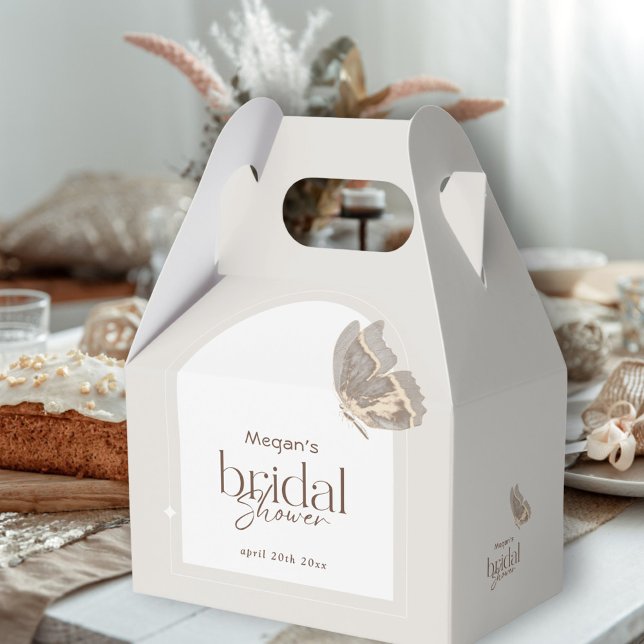 Modern Minimalist Beige Butterfly Bridal Shower Favor Boxes (Creator Uploaded)