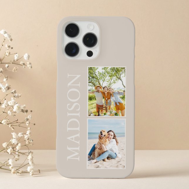Modern Minimalist Beige Custom Photo Monogram Case-Mate iPhone Case (Creator Uploaded)