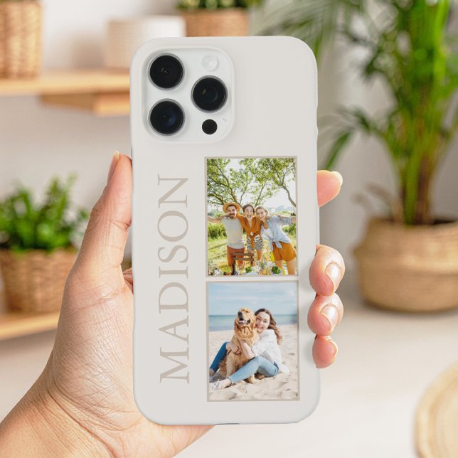 Modern Minimalist Beige Custom Photo Monogram Case-Mate iPhone Case (Creator Uploaded)
