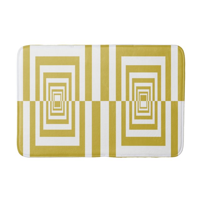 Modern Minimalist Beige Geometric  Bathroom Mat (Front)