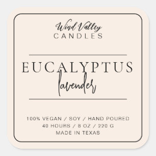 Modern minimalist beige ivory candle label