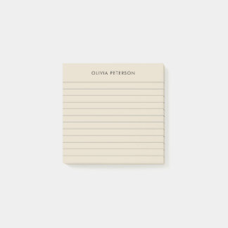 Modern Minimalist Beige Lined Sticky Post-it Notes