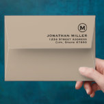 Modern Minimalist Beige Monogram Envelope<br><div class="desc">Modern Minimal Beige Monogram Initial Return Address Envelope. Customize your envelopes with your monogram initial,  name and return address.</div>