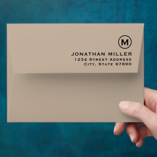 Modern Minimalist Beige Monogram Envelope