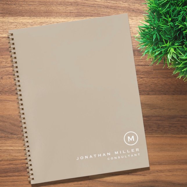 Modern Minimalist Beige Monogram Notebook (Creator Uploaded)