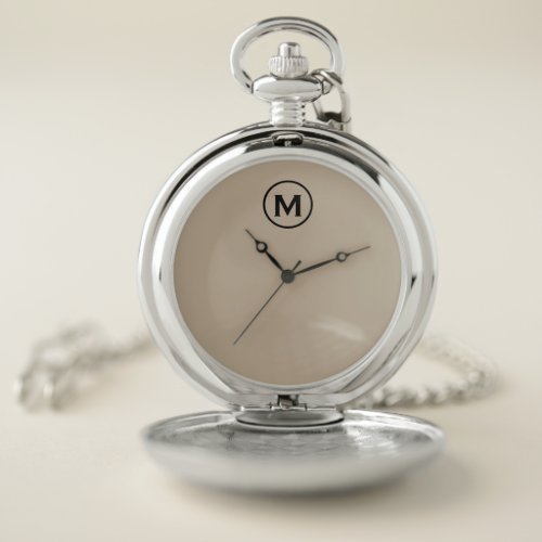 Modern Minimalist Beige Monogram Pocket Watch