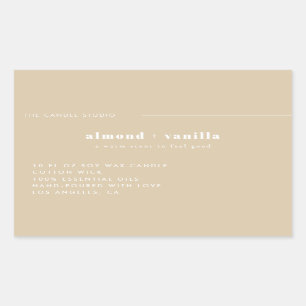 Modern Minimalist Beige Packaging Candle Cosmetics Rectangular Sticker