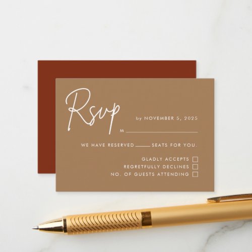 Modern Minimalist Beige Tan Boho RSVP Enclosure Card