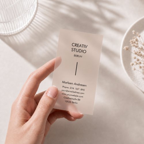 Modern Minimalist Beige Transparent Clear Business Cards
