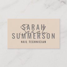 Modern Minimalist Beige Typography Nail Salon
