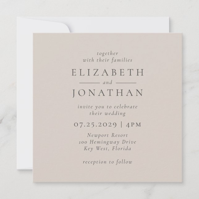 Modern Minimalist Beige Wedding Invitation (Front)