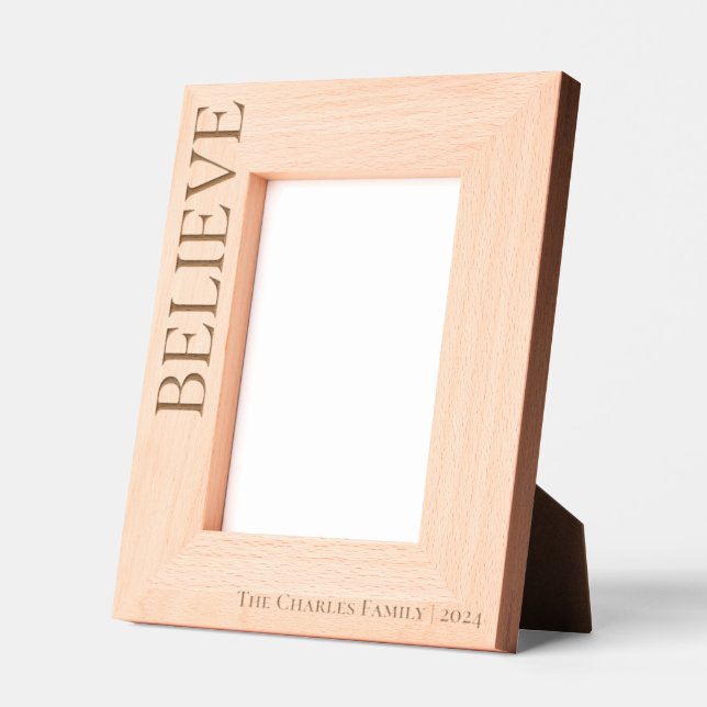 Modern Minimalist Believe Christmas Laser  Engraved Frames (Left)