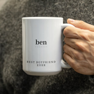 Modern Minimalist Best Boyfriend Ever Personalized Two-Tone Coffee Mug