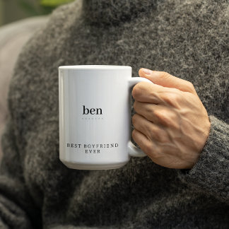 Modern Minimalist Best Boyfriend Ever Personalized Two-Tone Coffee Mug