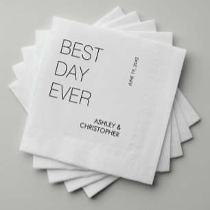 Modern Minimalist "Best Day Ever" Wedding Napkins