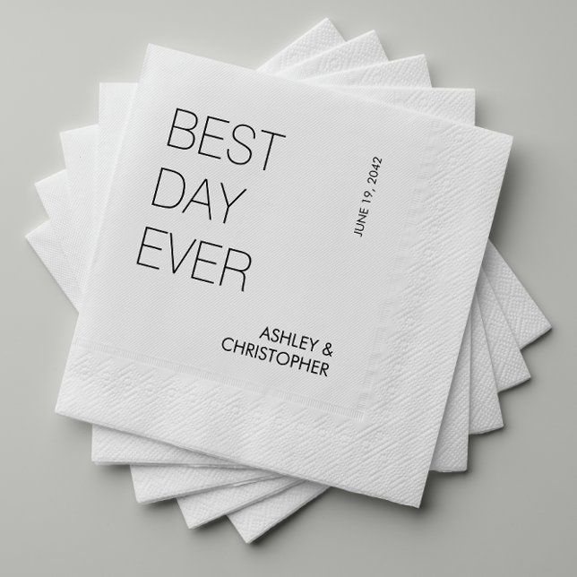 Modern Minimalist "Best Day Ever" Wedding Napkins (Creator Uploaded)