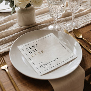 Modern Minimalist Best Day Ever Wedding Napkins