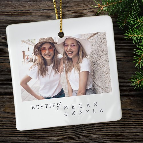 Modern Minimalist Best Friends BFF Photo Ceramic Ornament