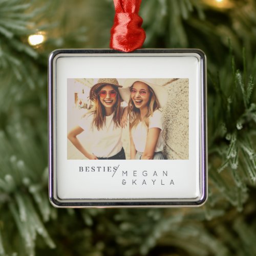 Modern Minimalist Best Friends BFF Photo Metal Ornament