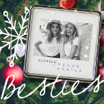 Modern Minimalist Best Friends BFF Photo Metal Ornament<br><div class="desc">Design is composed of fun and playful typography with sans serif and serif font. Add a custom photo.</div>