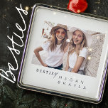 Modern Minimalist Best Friends BFF Photo Metal Ornament<br><div class="desc">Design is composed of fun and playful typography with sans serif and serif font. Add a custom photo.</div>