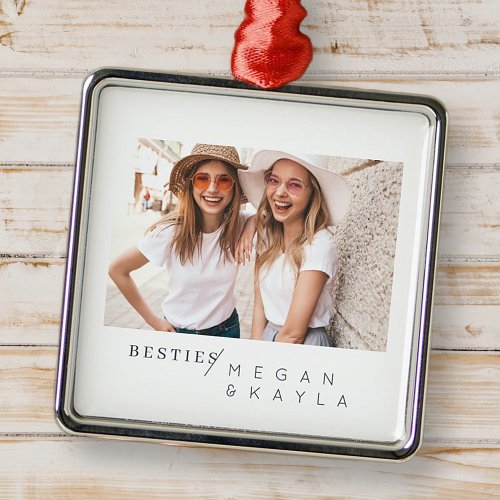 Modern Minimalist Best Friends BFF Photo Metal Ornament