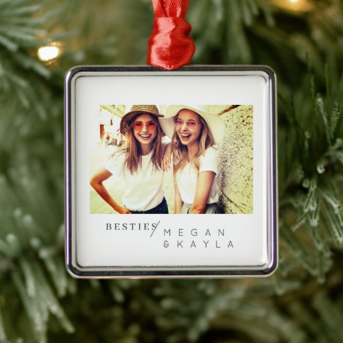 Modern Minimalist Best Friends BFF Photo Metal Ornament