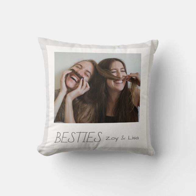 Modern Minimalist Best Friends BFF Photo  Throw Pillow (Front)