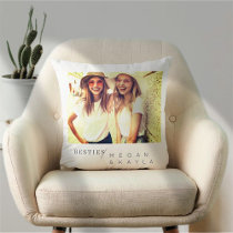 Modern Minimalist Best Friends BFF Photo Throw Pillow