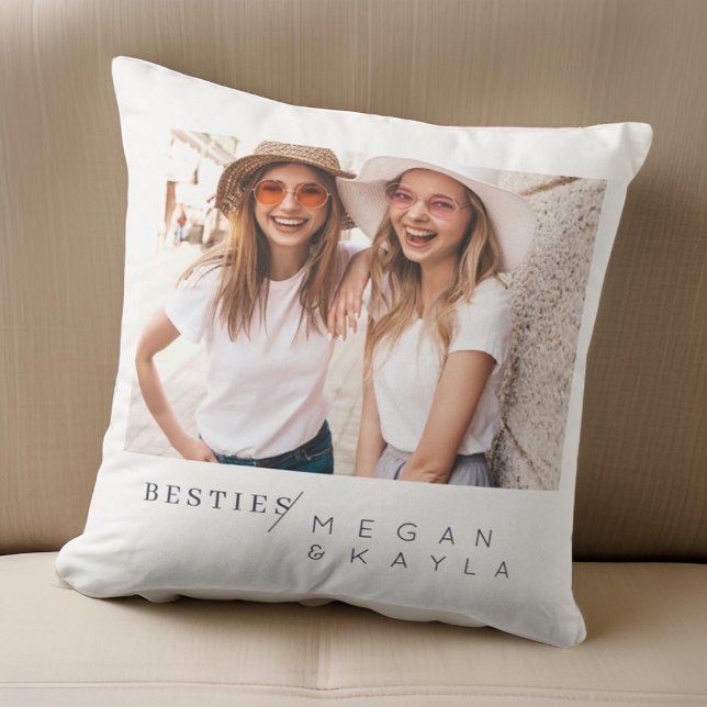 Modern Minimalist Best Friends BFF Photo Throw Pillow (Creator Uploaded)
