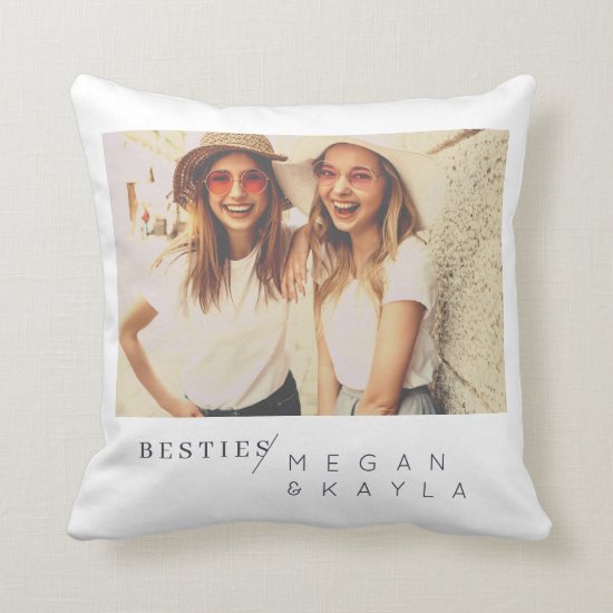 Modern Minimalist Best Friends BFF Photo Throw Pillow