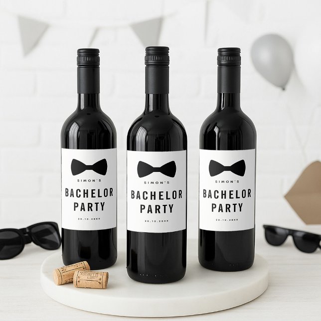 Modern Minimalist Big Bold Black Bachelor Party Wine Label (Modern Minimalist Big Bold Black Bachelor Party Wine Label)