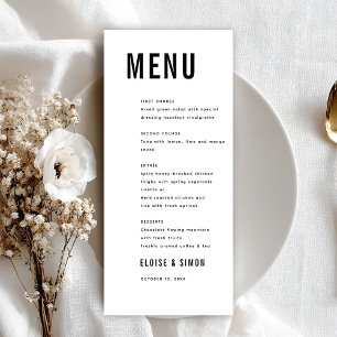 Modern Minimalist Big Bold Monogram Chic Wedding Menu