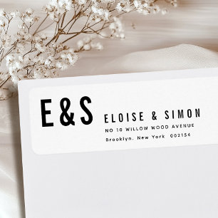 Modern Minimalist Big Bold Monogram Return Wedding Label